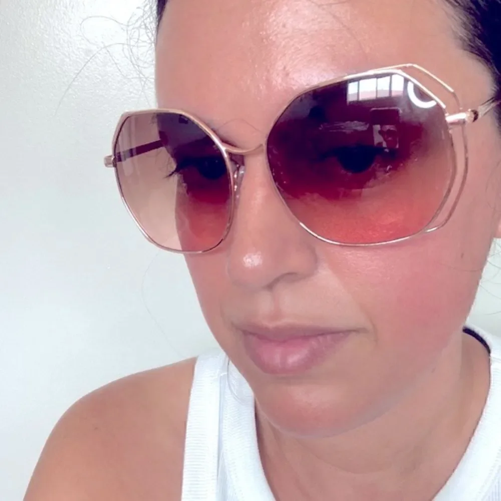 Women's Geometric Sunglasses Rose Gold Shiny